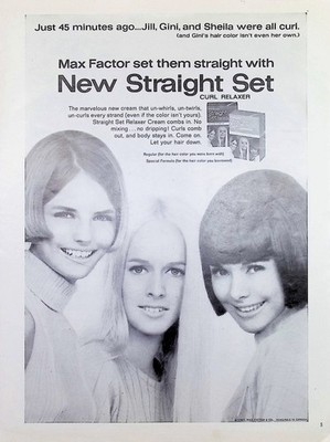 Max Factor & Co  Straight Set Curl Relaxer Regular & Special Hair 1967 Print Ad