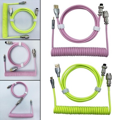 1.8M USB Spiralkabel Draht USB3.0 zu Typ C TPU Metall 5V 4A Tastaturkabel für