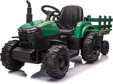 Kid Electric Ride On Tractor 12v Battery-Powered 4-Wheels Ride On Car w/ Trailer