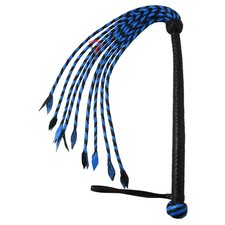 Genuine Cowhide Leather Multi-Tail Flogger 09 Tails Black Blue Handmade Durabl