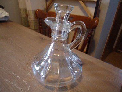 Vintage Anchor Hocking Clear Glass Vinegar Oil Cruet W/Stopper 5''