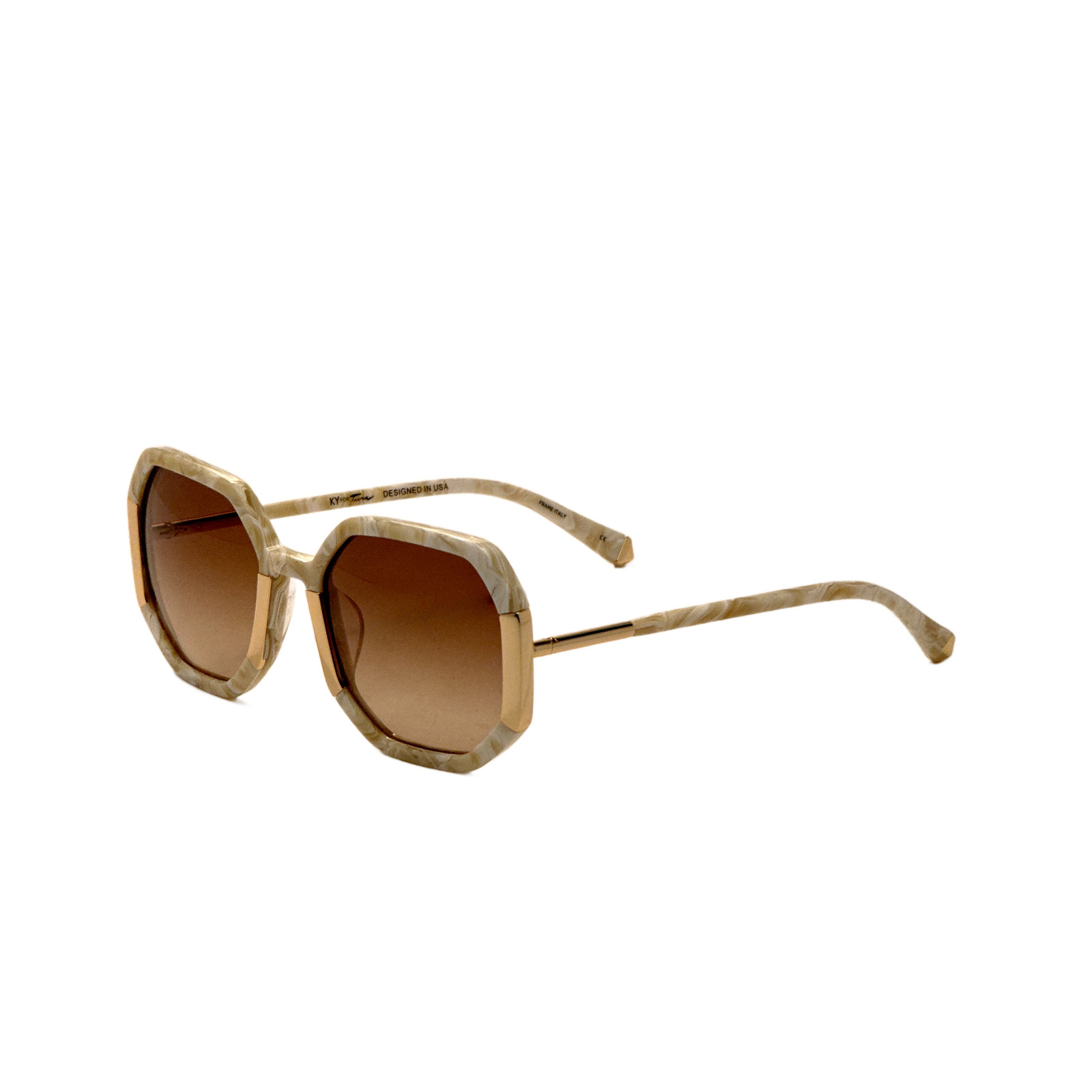 Kate Young Hazel Women's 53mm Bone Yellow Pattern Sunglasses K579-BON-53