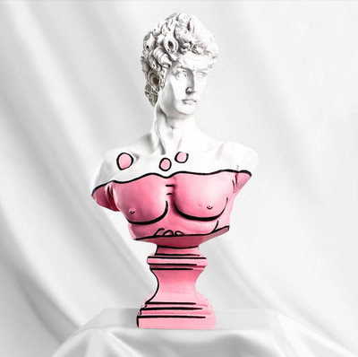 Handmade David Comic Art Sculpture, Modern Michelangelo Greek Statue Home Decor