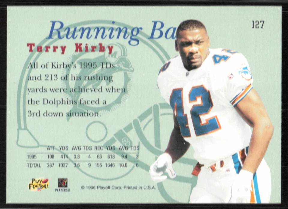 Terry Kirby, 1996 Playoff Prime, #127, Miami Dolphins, - Image 2 of 2