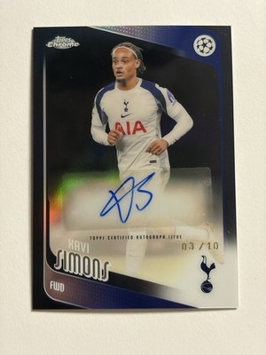 Topps Chrome 2025-26 UEFA Xavi Simons Tottenham Hotspur Auto /10 CA-XS