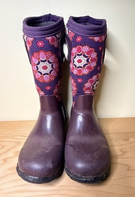 BOGS Boots Kids Waterproof Kaleidoscope Rain Snow Boots Purple Sz 11 Little Kid