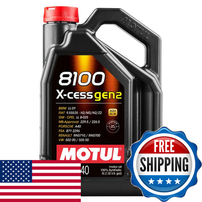 Motul 8100 X-Cess Gen 2 Sae 5W40 Full Synthetic Motor Engine Oil 5 Liter Bottle