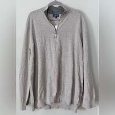 NWT Brooks Brothers 1/4 Zip 100 Cotton Lightweight Grey Sweater Men's Size XXL