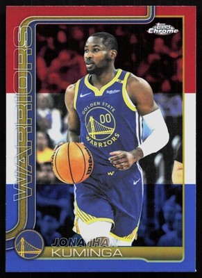 2025-26 Topps Chrome #211 Jonathan Kuminga Red White and Blue Refractor