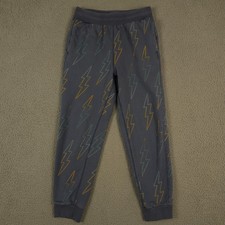 Tea Everyday Jogger Pants Boys 12 Blue Lightning Bolt Pull On Cotton Jersey Knit