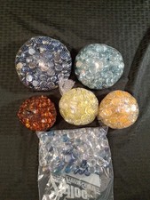 6lbs Multi-color Flat Round Glass Marbles Pebbles Vase Filler Amber Cobalt