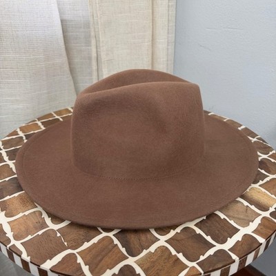 M.A.D.E. Nashville 100% Wool Hat Wide Brim Pinched Crown Brown Women's Size XL