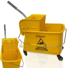 Yellow Kentucky Mop Bucket on Wheels - Large Commercial Industrial Floor Cleaner