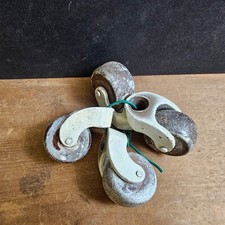 Set of 4 Original Antique Victorian Brass & Iron Bed / Bedstead Castors
