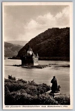 Kaub Blücherdankmal u Pfalz Germany Historic Monochrome RPPC