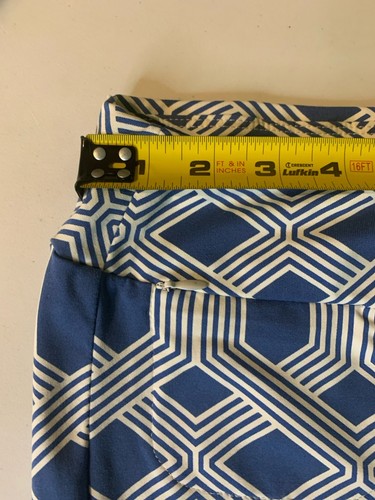 J. McLaughlin Kick Flare Pants Womens Medium Blue Geometric Pull On Preppy - Picture 5 of 10