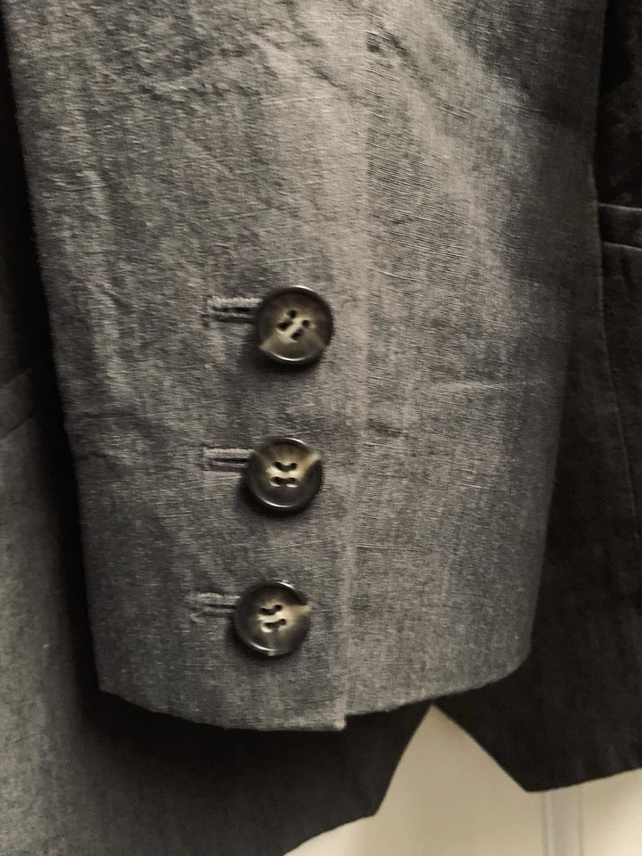 Chaqueta Blazer All Saints Talla 8 Gris Spitalfields Algodón Lino Mezcla Gris Foto 4 de 4