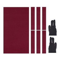 9ft Billiard Cloth Pool Table Felt Kit with 6 Cloth Strips and 2 Gloves, Red