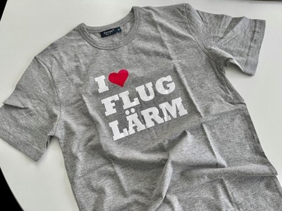 I LOVE FLUGLÄRM Slim Fit T-Shirt grau Gr. M Airport Airliner Aviator