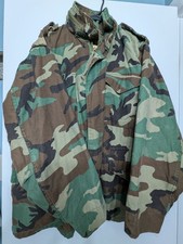 US Army M65 Large Long Woodland Camouflage Field Jacket Coat Cold Weather
