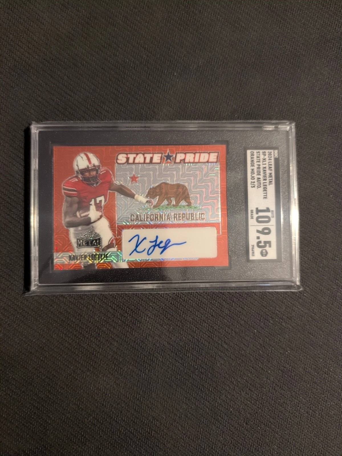Xavier Legette Leaf Metal State Pride Autographs #SPXL1 Orange Mojo
