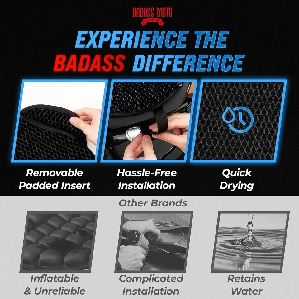 Universal Cool Mesh Motorcycle Seat Cover - Sweat-Resistant and Comfort-Focused Foto 4 de 4