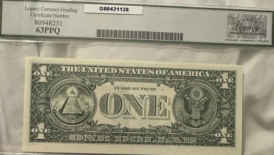 🔥1995 $1 FRN 'WEB' Note Fr. 1923-D Legacy Graded Choice New 63PPQ Plate 1/10🔥 - Image 2 of 2