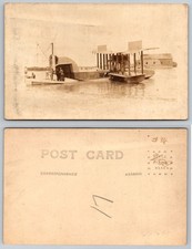 Foto postal real de colección hidroavión bote volador era de la Primera Guerra Mundial avión biplano