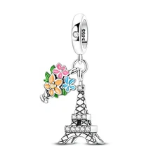 MULA European 925 Sterling Silver Charm Eiffel Tower Pendant For Women Bracelet
