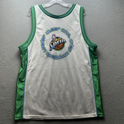Y2K Reebok Sprite NBA Jersey Sz XL White Green Mesh Obey Your Thirst Basketball
