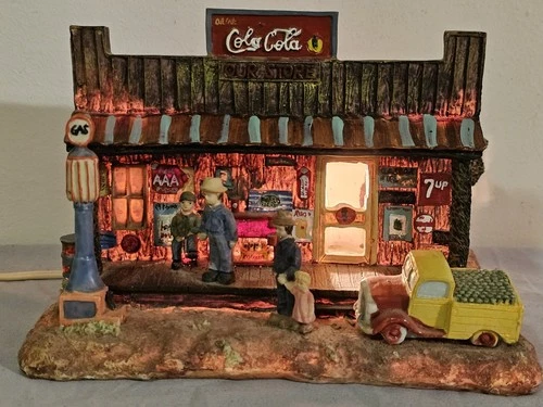 Vintage Coca-Cola OUR STORE Convenience Store Light Up Ceramic Decoration
