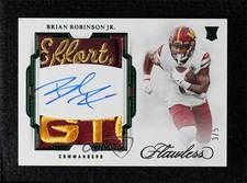 2022 Panini Flawless Rookie Emerald 3/5 Brian Robinson Jr Dual Patch Auto 1fl4