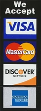 CREDIT CARD LOGO DECAL STICKER - Visa / MasterCard/Discover/Amex