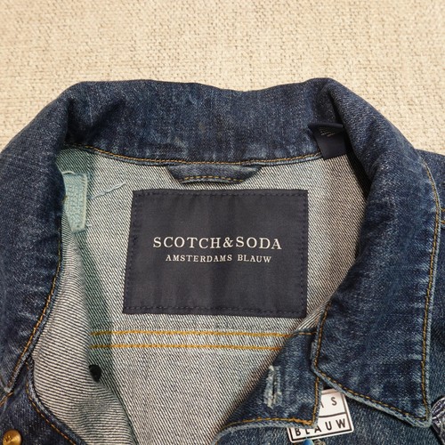 Scotch & Soda Amsterdam Blauw Trucker Denim Jacket Distressed Pinned Unisex ** - Picture 3 of 24