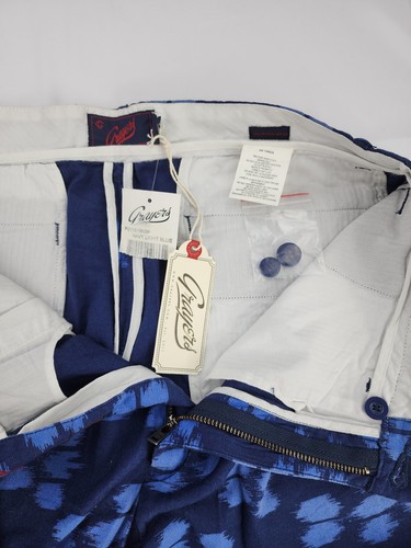 NWT Men's Grayer's Chino Navy Blue Print Five Pocket Shorts Cotton 32 $98 - Picture 6 of 8