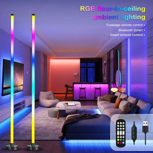 2pc 48" Smart LED Floor Lamp RGB Remote & APP Control Music Sync Corner Lighting