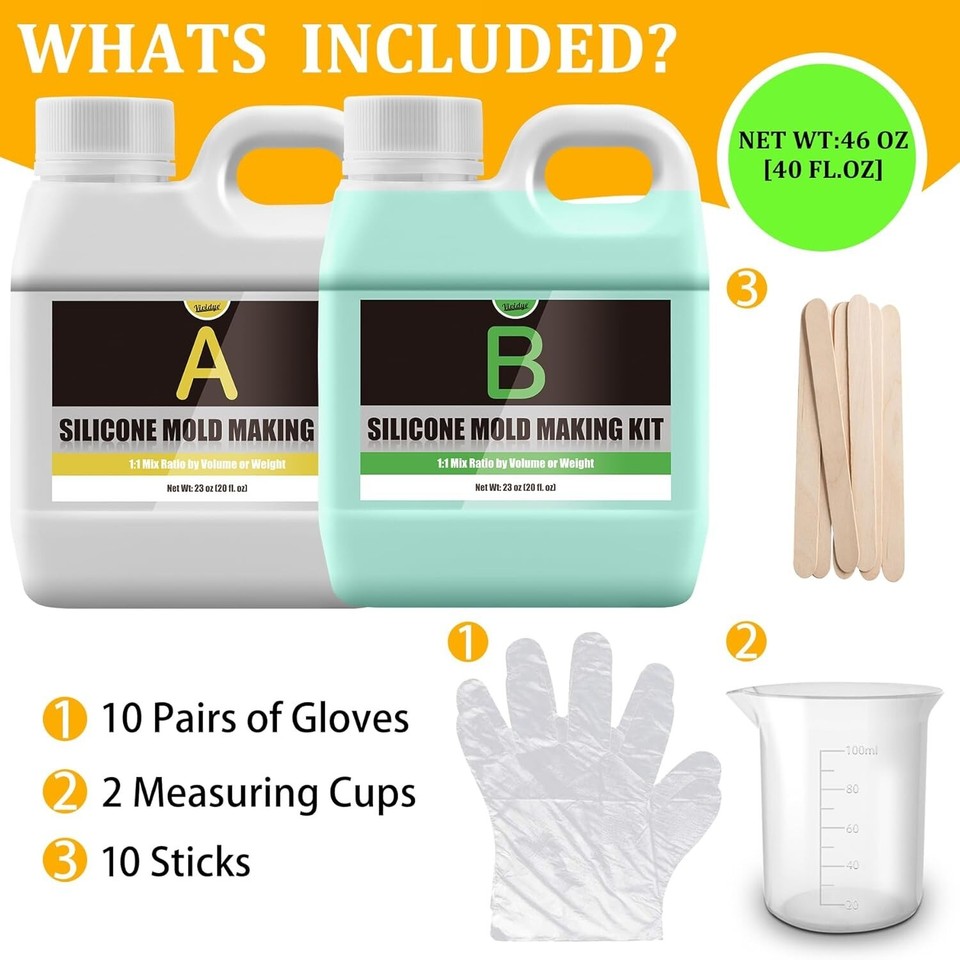 Silicone Molds Making Kit 18/46Oz Liquid Silicone Rubber For Diy Mold ...