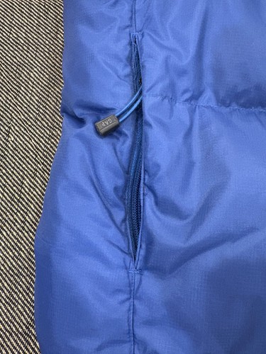Gap Down Puffer Vest Men’s Large Blue Zip Hood & Pockets 80s 90s Vtg - Picture 7 of 14