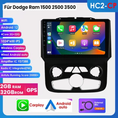 9'' Wireless carplay Car Stereo 32G Fr Dodge RAM 1500/2500/3500 2013-2019 AUTO AC