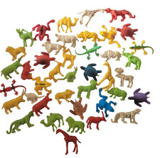 Lots Colorful Miniature Hard Plastic Animal Figures 41 pc Various Species Jungle