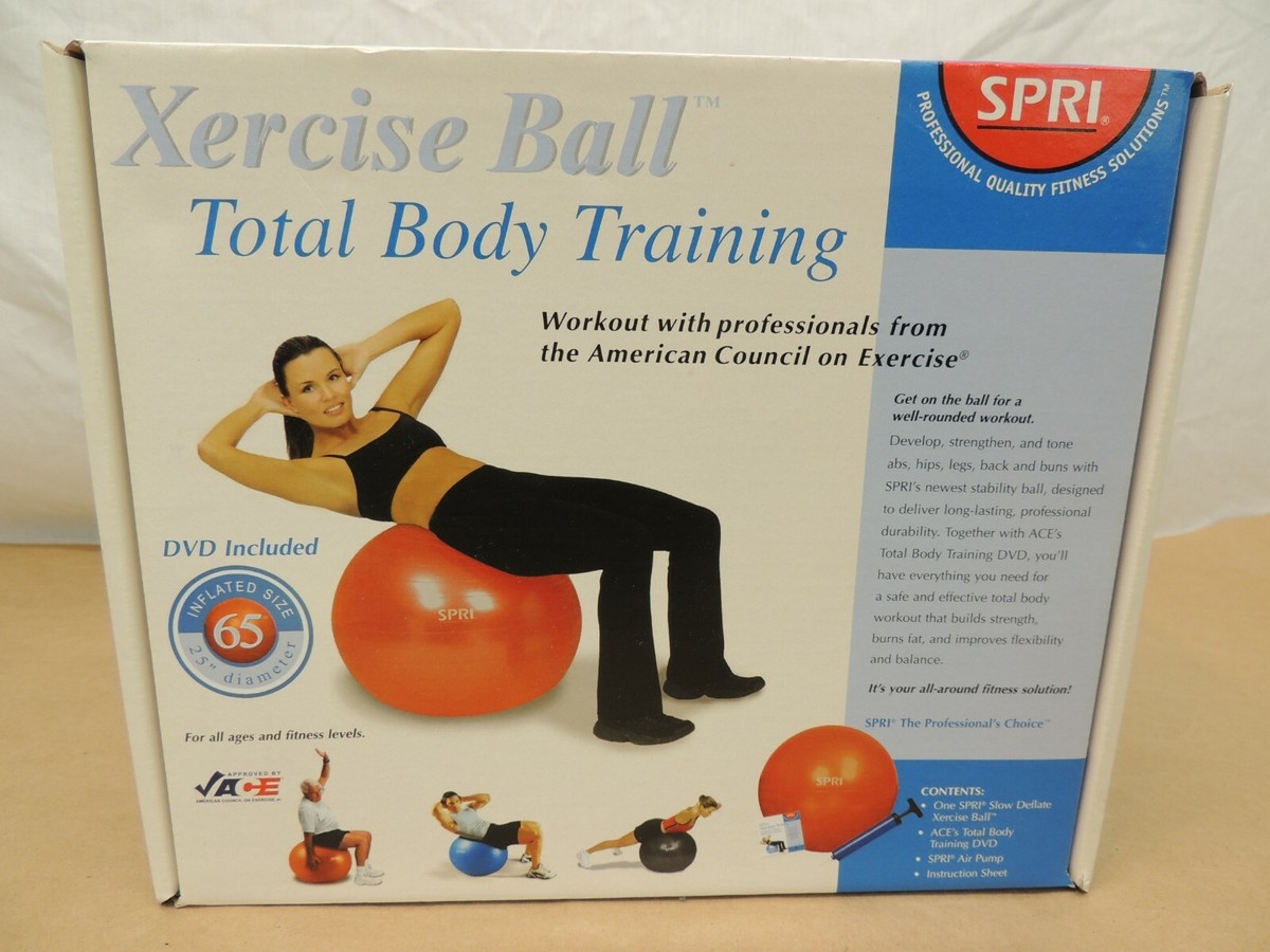 SPRI XERCISE EXERCISE BALL + TRAINING DVD + AIR PUMP NEW IN BOX 65