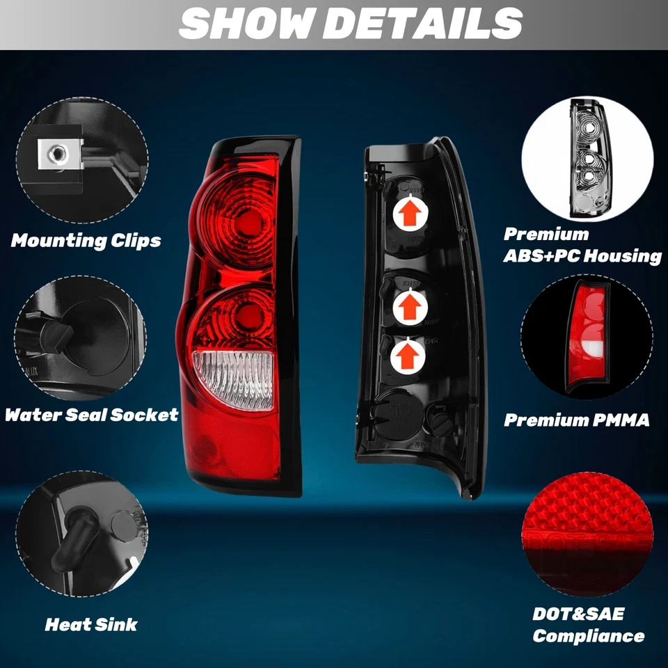 Tail lights for chevy silverado GMC sierra 1500 2500 3500 1999-2007 OE Red Foto 4 de 4