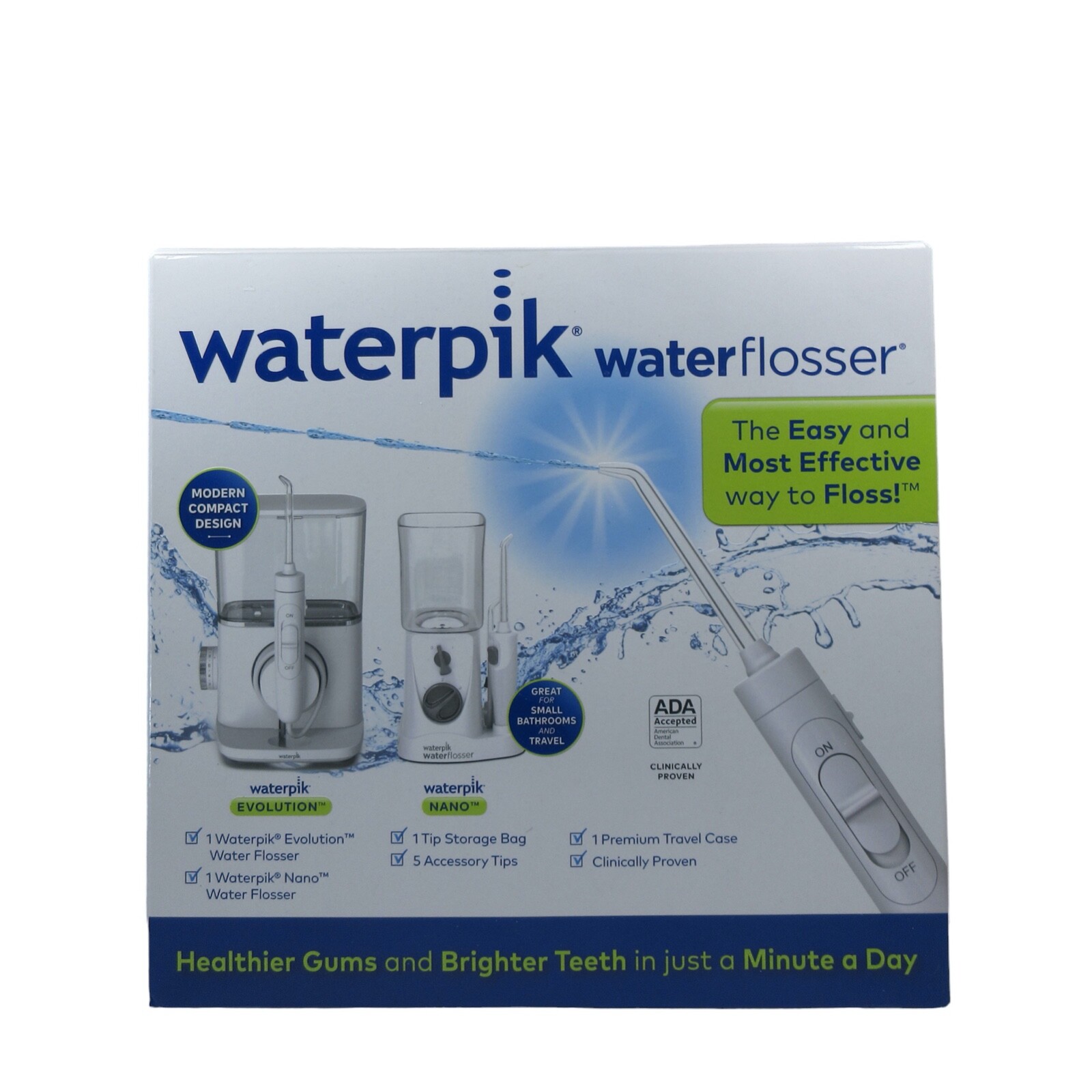 Waterpik Evolution/Nano Water Flosser Combo Pack White NEW SEALED BOX