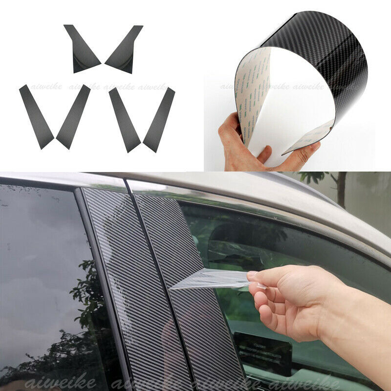 Carbon Fiber Exterior Window BcPillar Cover Trim For Ford Escape Kuga