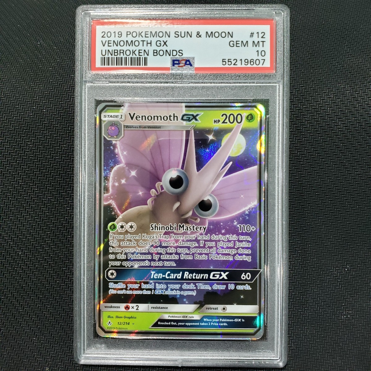2019 Pokemon: VENOMOTH GX 12/214 [Unbroken Bonds] Ultra Rare Gem