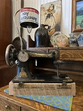 Custom Made Antique Sewing Machine Table Lamp w/barnwood Base-Singer Sphinx