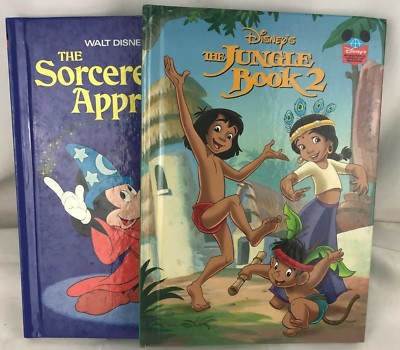 2 Disney Books ''Jungle Book 2'' ''The Sorcerer's Apprentice'' Mickey Mouse Reading 