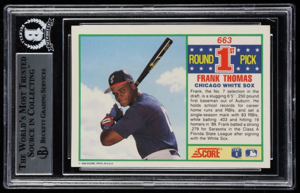 Frank Thomas Signed 1990 Score #663 (BGS) - Rookie Card - Image 2 of 2