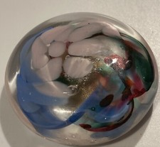 Vintage Kunst Glas Abstrakt Kiesel Flach Rosa...