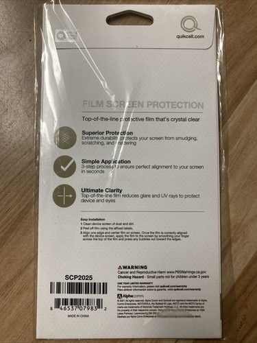 Quikcell Crystal Clear Film Screen Protection Moto g PLAY - Picture 4 of 4
